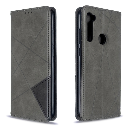 

For Xiaomi Redmi Note 8T Rhombus Texture Horizontal Flip Magnetic Leather Case with Holder & Card Slots(Grey)