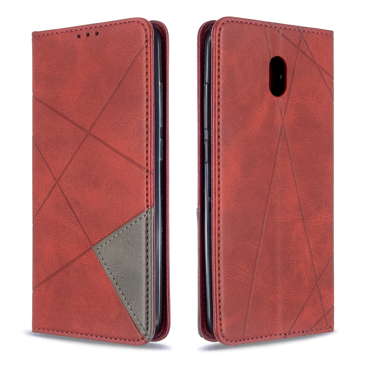 

For Xiaomi Redmi 8A Rhombus Texture Horizontal Flip Magnetic Leather Case with Holder & Card Slots(Red)