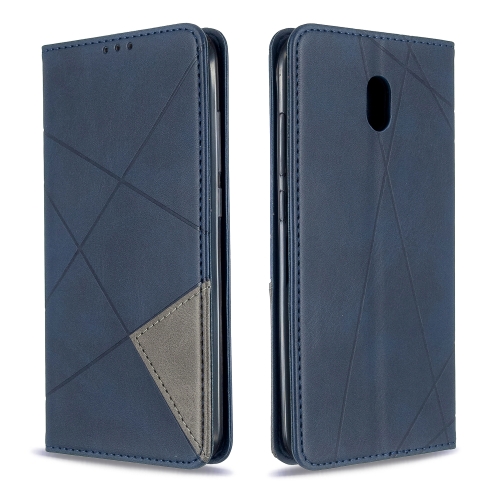 

For Xiaomi Redmi 8A Rhombus Texture Horizontal Flip Magnetic Leather Case with Holder & Card Slots(Blue)