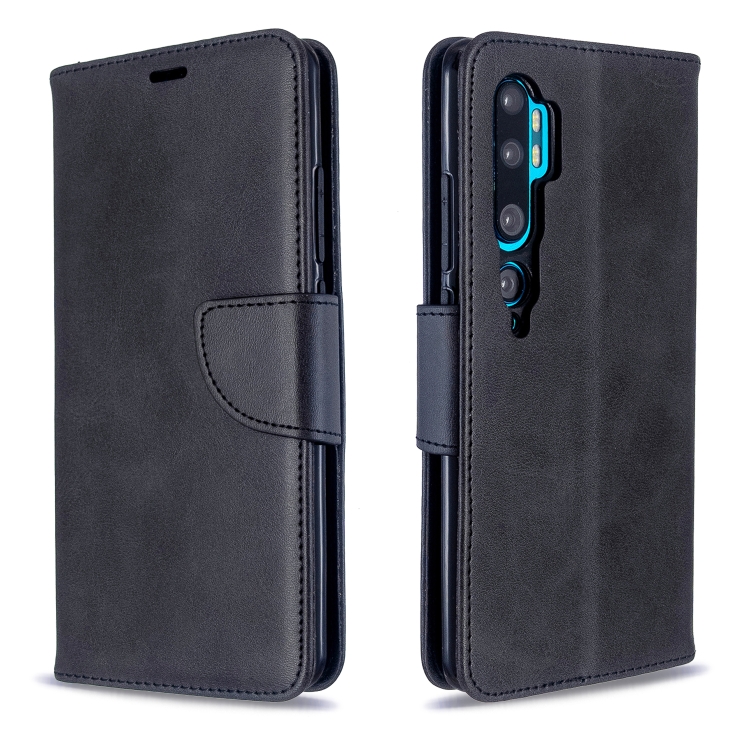 

For Xiaomi CC9 Pro / Note 10 / Note 10 Pro Retro Lambskin Texture Pure Color Horizontal Flip PU Leather Case with Holder & Card Slots & Wallet & Lanyard(Black)