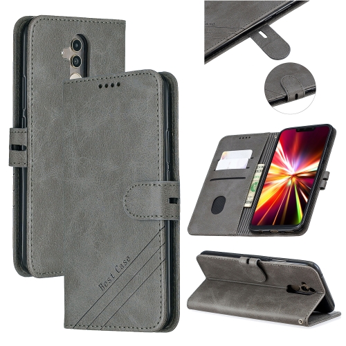 

For Huawei Mate 20 Lite Stitching Style 2-Color Cow Texture Horizontal Flip PU Leather Case with Holder & Card Slot & Lanyard(Gray)