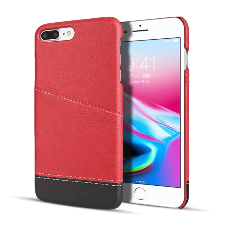 

For iPhone 7 Plus / 8 Plus Retro Litchi Texture Stitching Color Protective Case with Card Slots(Red)