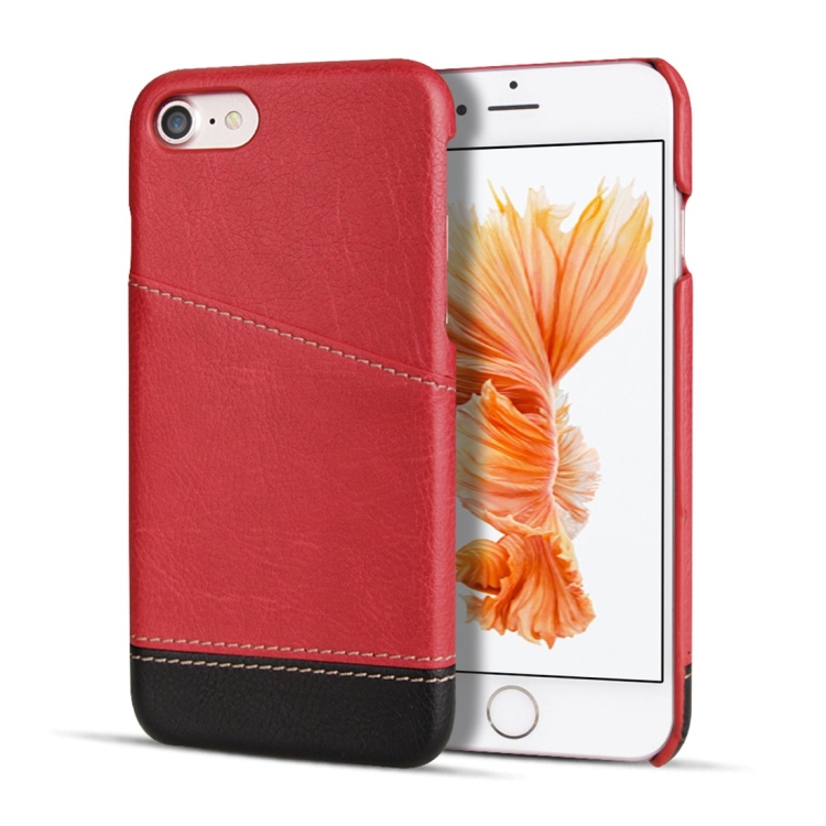 

For iPhone 7 / 8 Retro Litchi Texture Stitching Color Protective Case with Card Slots(Red)