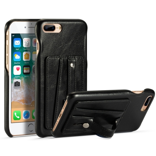 

For iPhone 7 Plus / 8 Plus Shockproof PC + PU Protective Case with Holder & Card Slots(Black)