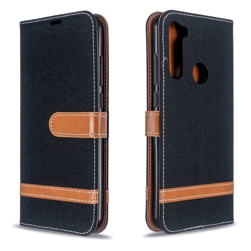 

For Xiaomi Redmi Note 8T Color Matching Denim Texture Horizontal Flip PU Leather Case with Holder & Card Slots & Wallet & Lanyard(Black)