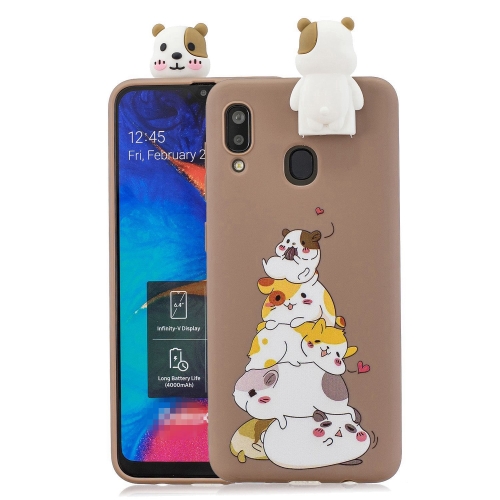 

For Galaxy A20e Cartoon Shockproof TPU Protective Case with Holder(Hamsters)