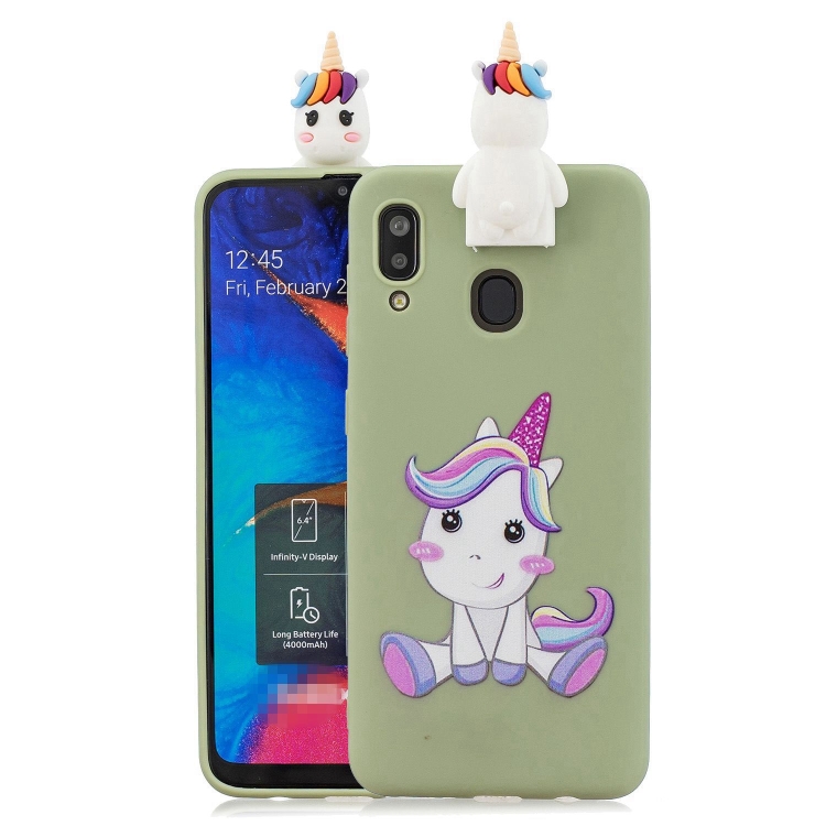 

For Galaxy A30 Cartoon Shockproof TPU Protective Case with Holder(Unicorn)