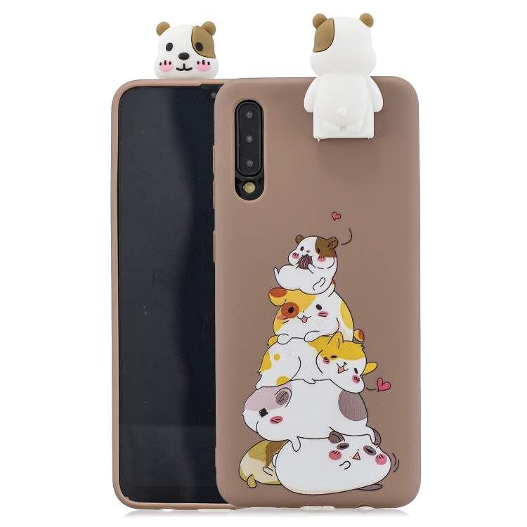 

For Galaxy A50 Cartoon Shockproof TPU Protective Case with Holder(Hamsters)