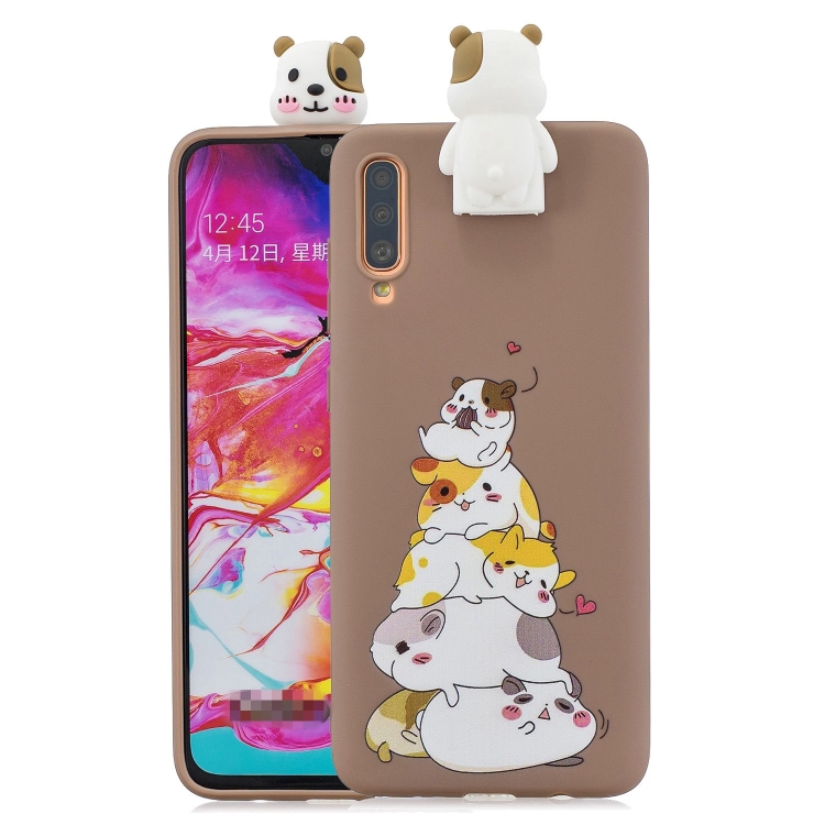

For Galaxy A70 Cartoon Shockproof TPU Protective Case with Holder(Hamsters)