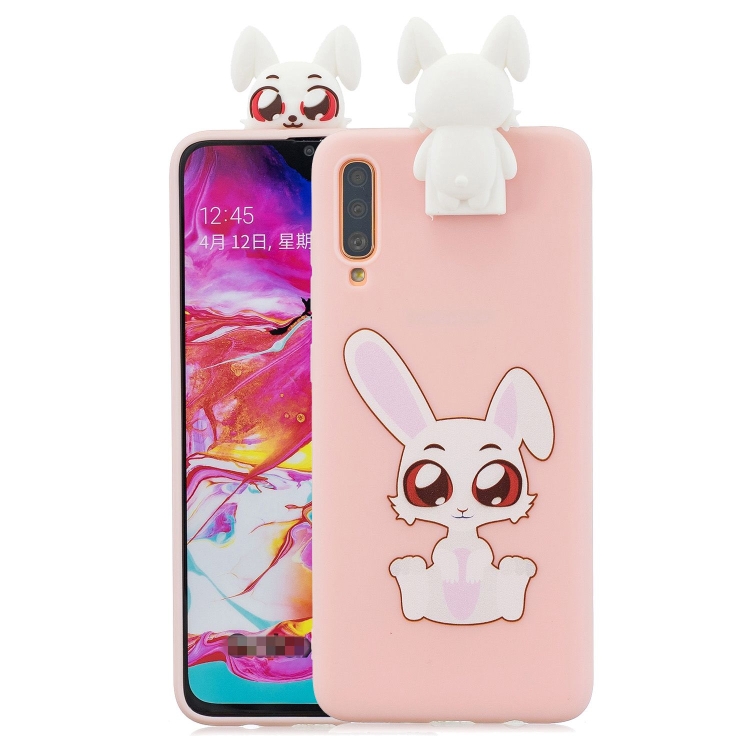 

For Galaxy A70 Cartoon Shockproof TPU Protective Case with Holder(Rabbit)