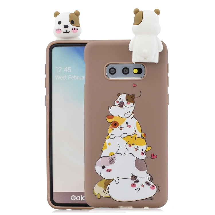 

For Galaxy S10e Cartoon Shockproof TPU Protective Case with Holder(Hamsters)