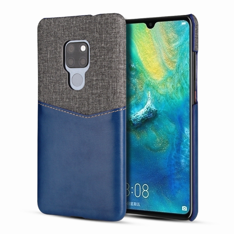 

For Huawei Mate 20 PC + PU Splicing Case with Card Slots(Blue)