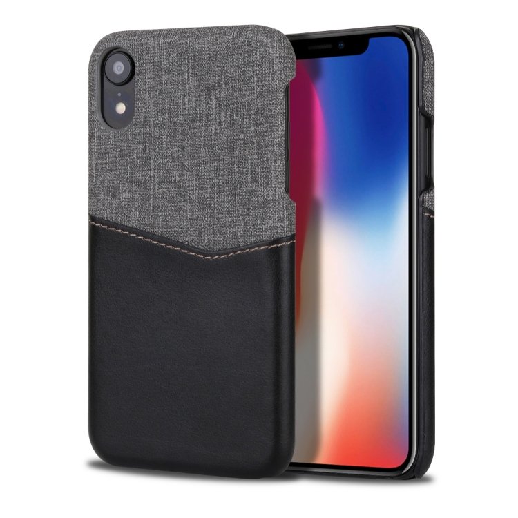 

For iPhone XR PC + PU Splicing Case with Card Slots(Black)