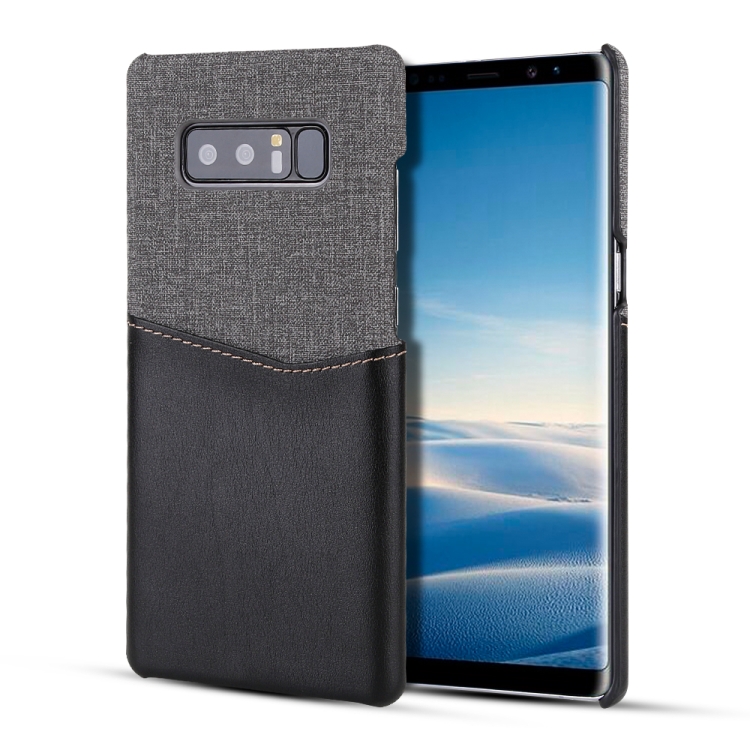 

For Galaxy Note8 PC + PU Splicing Case with Card Slots(Black)