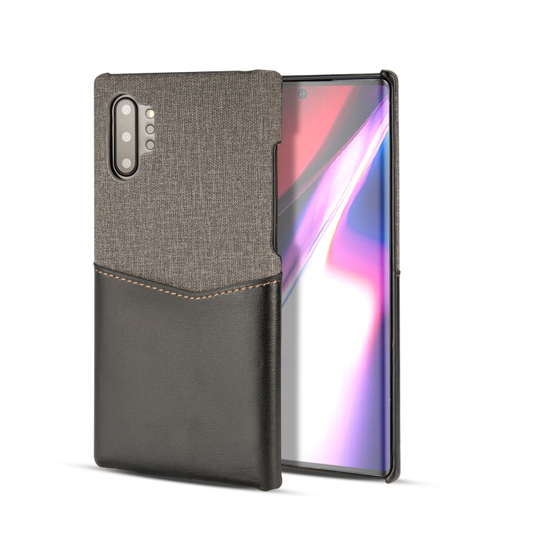

For Galaxy Note10+ PC + PU Splicing Case with Card Slots(Black)