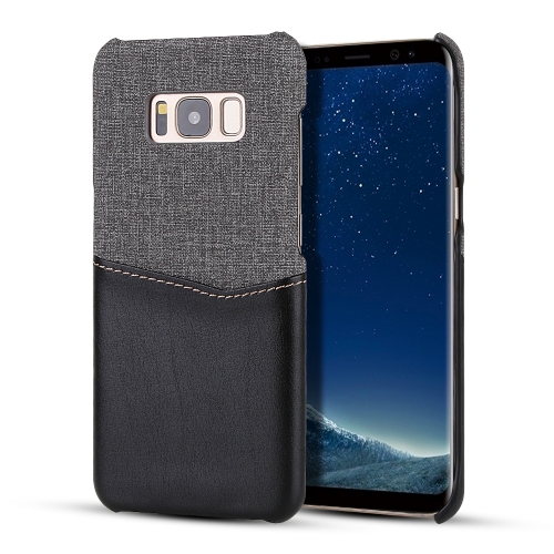 

For Galaxy S8 PC + PU Splicing Case with Card Slots(Black)