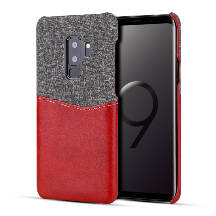 

For Galaxy S9 PC + PU Splicing Case with Card Slots(Red)