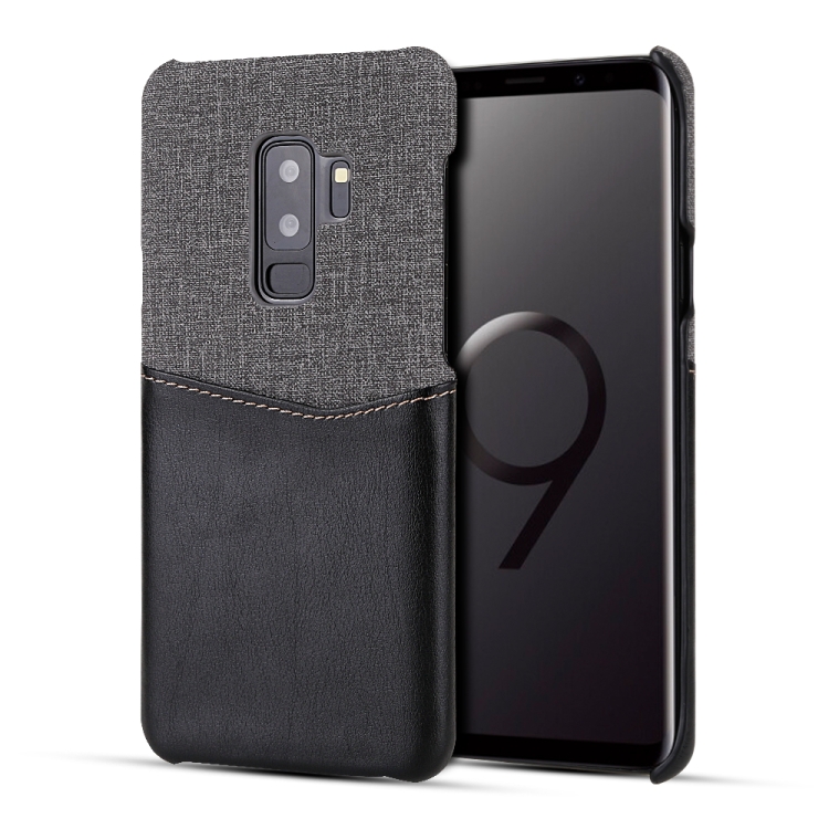 

For Galaxy S9+ PC + PU Splicing Case with Card Slots(Black)