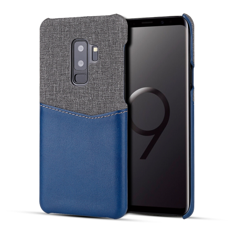 

For Galaxy S9+ PC + PU Splicing Case with Card Slots(Blue)