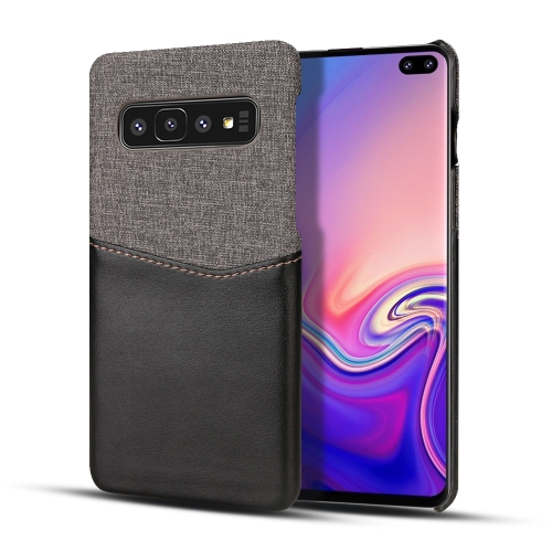 

For Galaxy S10+ PC + PU Splicing Case with Card Slots(Black)