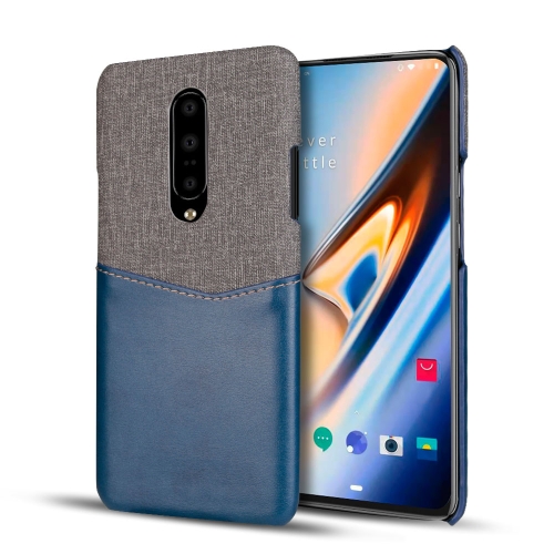 

For OnePlus 7 PC + PU Splicing Case with Card Slots(Blue)