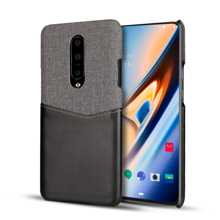 

For OnePlus 7 Pro PC + PU Splicing Case with Card Slots(Black)