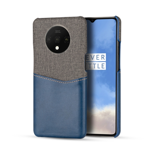 

For OnePlus 7T PC + PU Splicing Case with Card Slots(Blue)