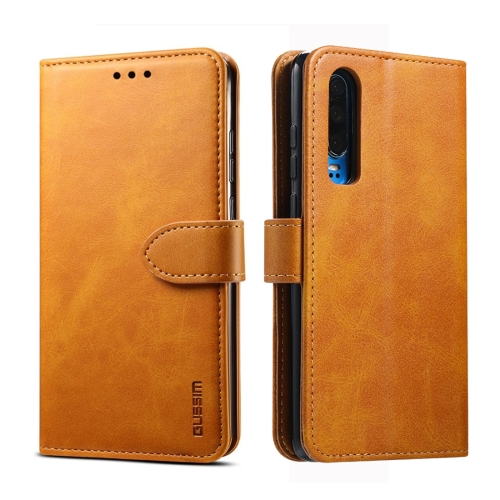 

For Huawei P30 GUSSIM Business Style Horizontal Flip Leather Case with Holder & Card Slots & Wallet(Khaki)