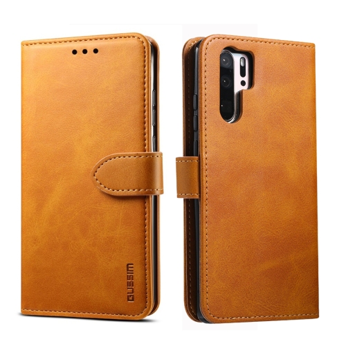 

For Huawei P30 Pro GUSSIM Business Style Horizontal Flip Leather Case with Holder & Card Slots & Wallet(Khaki)