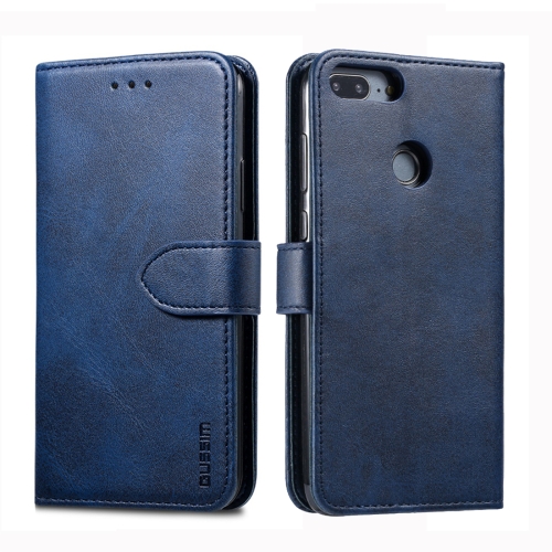 

For Huawei P Smart GUSSIM Business Style Horizontal Flip Leather Case with Holder & Card Slots & Wallet(Blue)