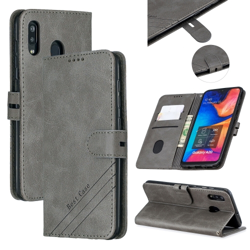 

For Galaxy A20E & A10E Matching Color Frosted Texture Horizontal Flip PU Leather Case with Holder & Card Slots & Lanyard(Gray)