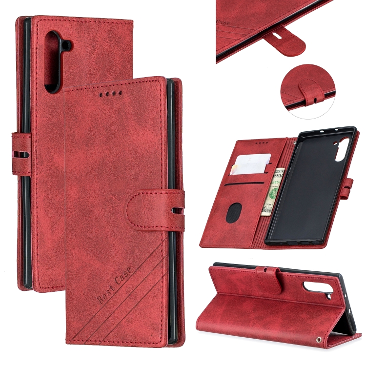 

For Galaxy Note 10 Matching Color Frosted Texture Horizontal Flip PU Leather Case with Holder & Card Slots & Lanyard(Red)