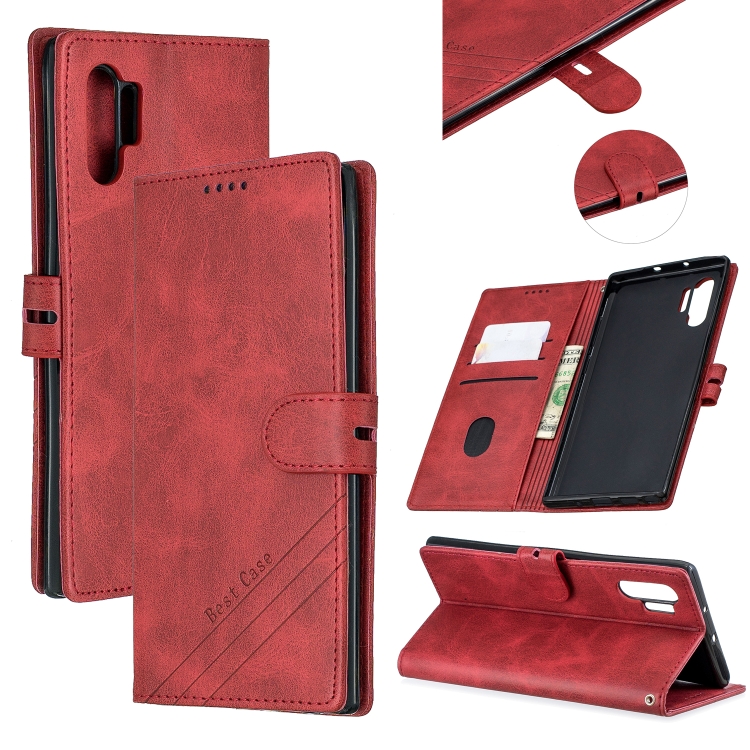 

For Galaxy Note 10 Pro Matching Color Frosted Texture Horizontal Flip PU Leather Case with Holder & Card Slots & Lanyard(Red)