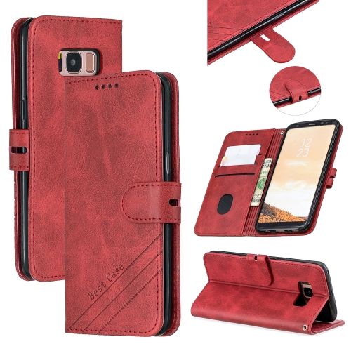 

For Galaxy S8 Matching Color Frosted Texture Horizontal Flip PU Leather Case with Holder & Card Slots & Lanyard(Red)