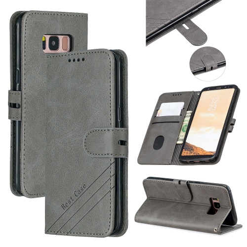 

For Galaxy S8 Plus Matching Color Frosted Texture Horizontal Flip PU Leather Case with Holder & Card Slots & Lanyard(Gray)