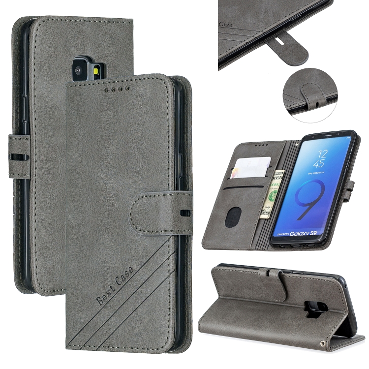 

For Galaxy S9 Matching Color Frosted Texture Horizontal Flip PU Leather Case with Holder & Card Slots & Lanyard(Gray)
