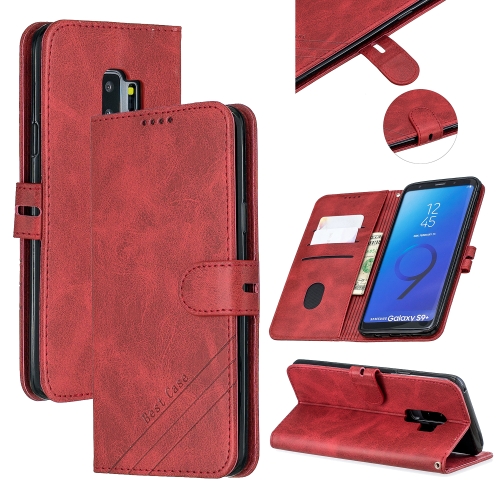 

For Galaxy S9 Plus Matching Color Frosted Texture Horizontal Flip PU Leather Case with Holder & Card Slots & Lanyard(Red)