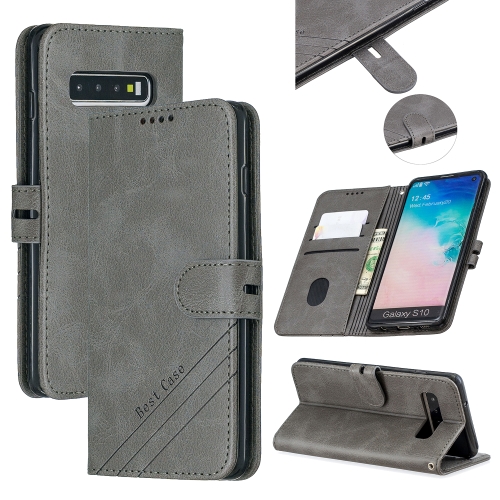 

For Galaxy S10 Matching Color Frosted Texture Horizontal Flip PU Leather Case with Holder & Card Slots & Lanyard(Gray)