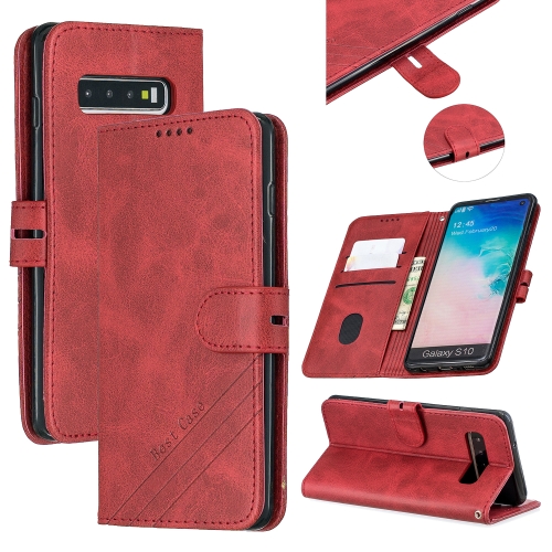 

For Galaxy S10 Matching Color Frosted Texture Horizontal Flip PU Leather Case with Holder & Card Slots & Lanyard(Red)