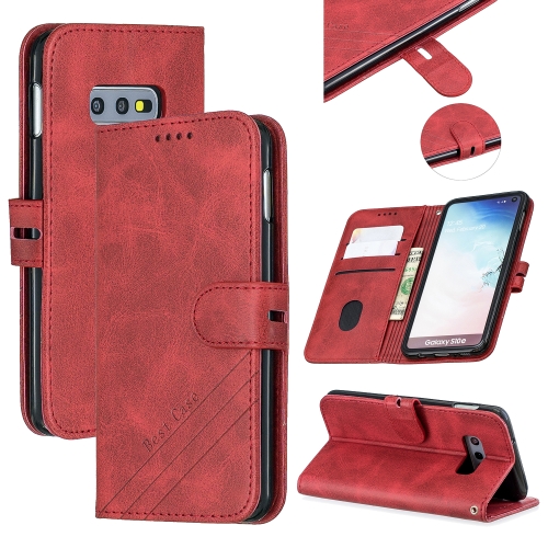 

For Galaxy S10E Matching Color Frosted Texture Horizontal Flip PU Leather Case with Holder & Card Slots & Lanyard(Red)