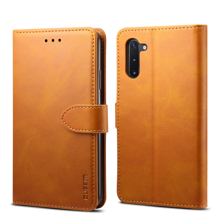 

For Galaxy Note 10 GUSSIM Business Style Horizontal Flip Leather Case with Holder & Card Slots & Wallet(Khaki)