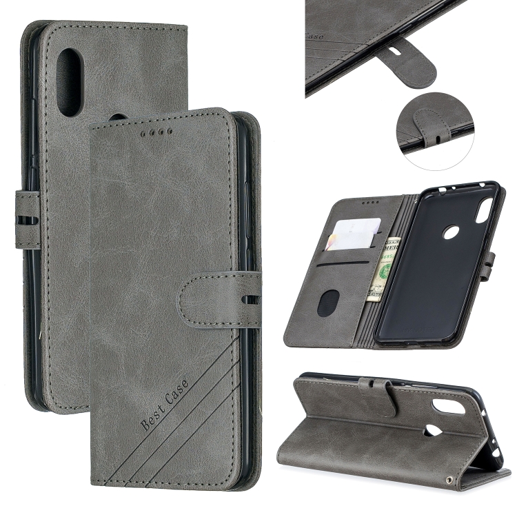 

For Xiaomi Redmi Note 6 Stitching Style 2-Color Cow Texture Horizontal Flip PU Leather Case with Holder & Card Slot & Lanyard(Gray)
