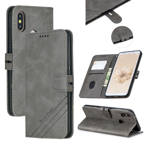 

For Xiaomi Mi 6X / A2 Stitching Style 2-Color Cow Texture Horizontal Flip PU Leather Case with Holder & Card Slot & Lanyard(Gray)