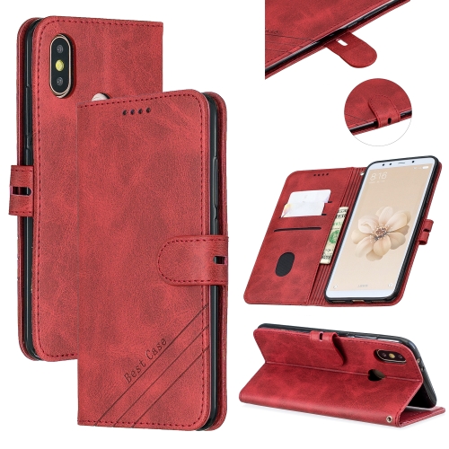 

For Xiaomi Mi 6X / A2 Stitching Style 2-Color Cow Texture Horizontal Flip PU Leather Case with Holder & Card Slot & Lanyard(Red)