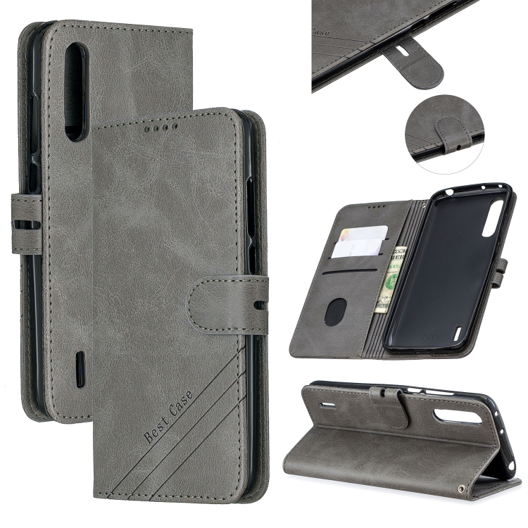 

For Xiaomi Mi CC9e Stitching Style 2-Color Cow Texture Horizontal Flip PU Leather Case with Holder & Card Slot & Lanyard(Gray)