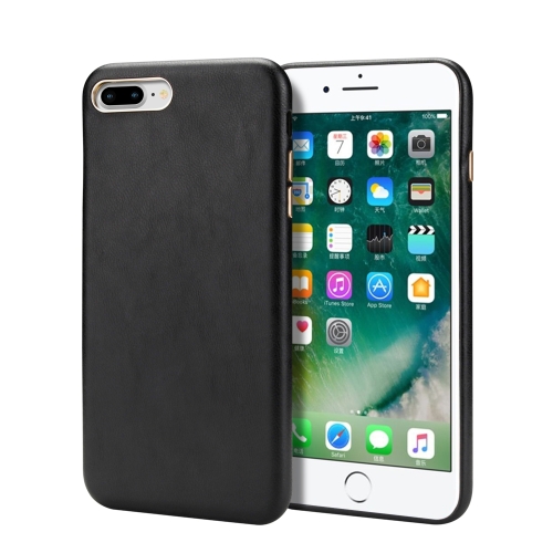 

For iPhone 8 Plus & 7 Plus Lambskin Texture Metal Button Four-Corner Full Coverage PC + Metal + PU(Black)