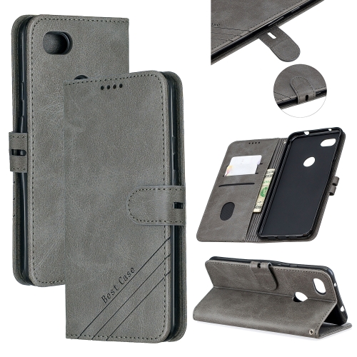 

For Google Pixel 3A Stitching Style 2-Color Cow Texture Horizontal Flip PU Leather Case with Holder & Card Slot & Lanyard(Gray)