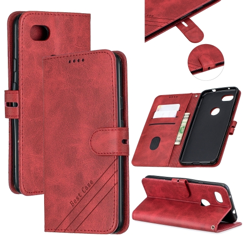 

For LG G8 G8S Stitching Style 2-Color Cow Texture Horizontal Flip PU Leather Case with Holder & Card Slot & Lanyard(Red)