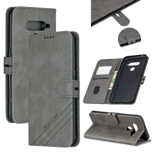 

For LG V50 Stitching Style 2-Color Cow Texture Horizontal Flip PU Leather Case with Holder & Card Slot & Lanyard(Gray)