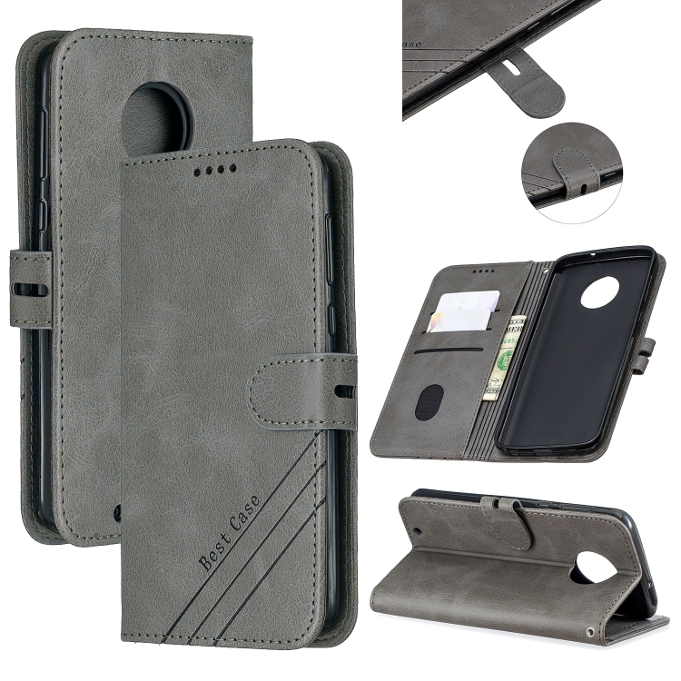 

For Moto G6 2018 Stitching Style 2-Color Cow Texture Horizontal Flip PU Leather Case with Holder & Card Slot & Lanyard(Gray)